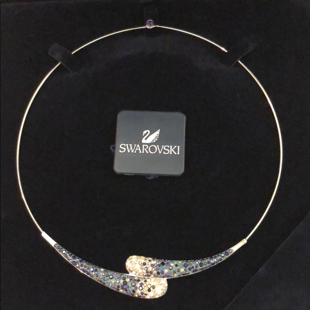 Swarovski necklace multi blue colored crystals.